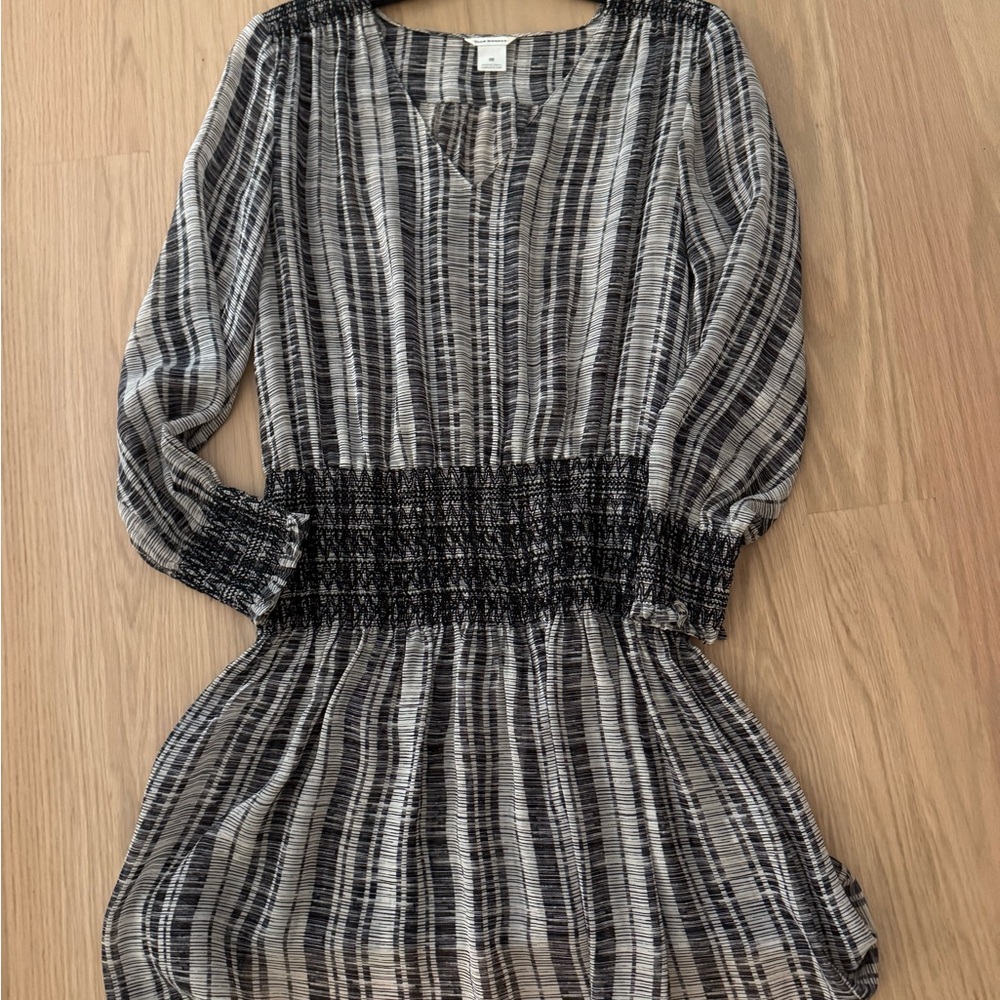 Club Monaco Black and Gray Striped Mini Dress